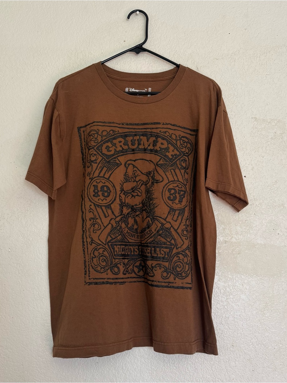 Disney Grumpy Dwarf Nice Guys Finish Last Brown Tee